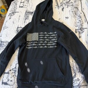 Columbia Black Hooded Sweatshirt with Fish-Flag Graphic